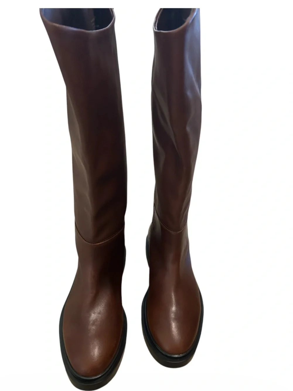 Steve Madden Brown Leather Round Toe Knee High Boots, Brown, Size 9, NWOT